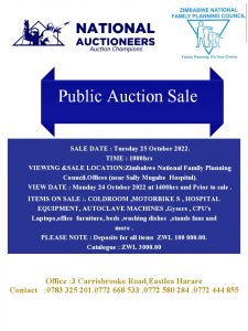 ZNFPC- Public Auction Sale 25 Oct 2022